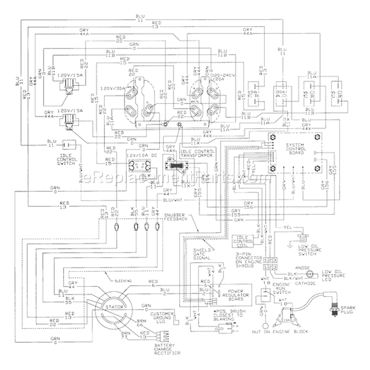 Page E Diagram and Parts List for 1313-1  Briggs and Stratton Generator